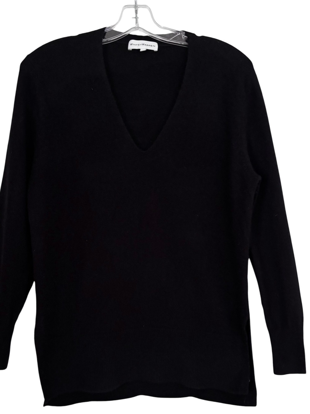 White + Warren 100% Cashmere Black B-Neck Sweater Size Small EUC